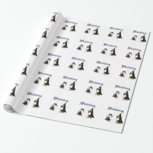 Bruid en bruidegom Penguin Wedding Wrapping Paper Cadeaupapier
