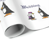 Bruid en bruidegom Penguin Wedding Wrapping Paper Cadeaupapier (Rol Hoek)