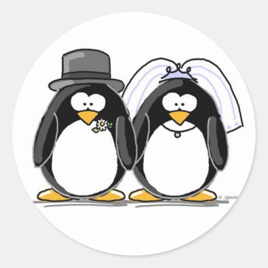 Bruid en bruidegom Pinguïn Stickers (Voorkant)