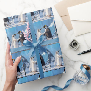 Bruid en Bruidegom Pinguïns Dansen Op Ijs Cadeaupapier