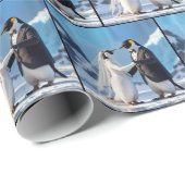 Bruid en Bruidegom Pinguïns Dansen Op Ijs Cadeaupapier (Rol Hoek)