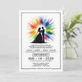 Bruid en bruidegom Rainbow Burst Bruiloft Kaart (Staand voorkant)