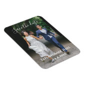 Bruid en bruidegom rennen, save the date, op maat  magneet (Rechterzijde)