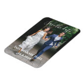 Bruid en bruidegom rennend, save the date, op maat magneet (Linkerzijde)