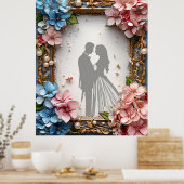 Bruid en Bruidegom Romantische Silhouet Liefde Poster (Keuken)