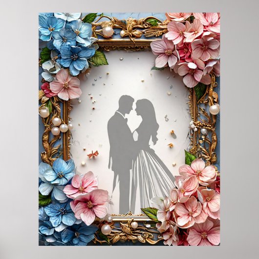 Bruid en Bruidegom Romantische Silhouet Liefde Poster (Voorkant)