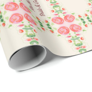 Bruid en bruidegom Roze Rose Wrapping Papier