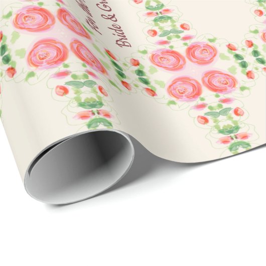 Bruid en bruidegom Roze Rose Wrapping Papier (Rol Hoek)
