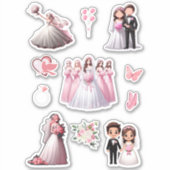 Bruid en bruidegom Roze Sticker (Voorkant)