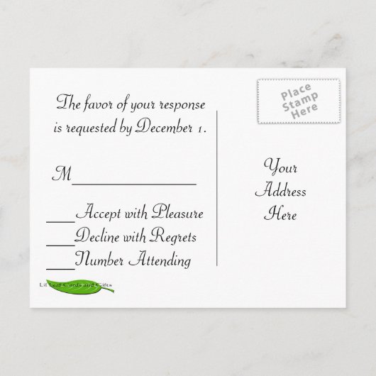 Bruid en bruidegom RSVP Briefkaart (Achterkant)