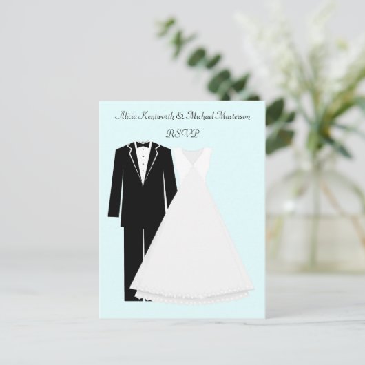 Bruid en bruidegom RSVP Briefkaart (Staand voorkant)