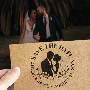 Bruid En Bruidegom Save The Date Trouwdatum Namen Zelfinktende Stempel