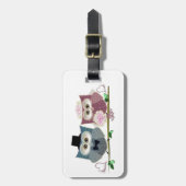 Bruid en bruidegom schattige Uilen Kunst Bagagelabel (Voorkant verticaal)