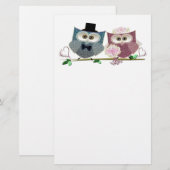 Bruid en bruidegom schattige Uilen Kunst Briefpapier (Voorkant / Achterkant)