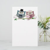 Bruid en bruidegom schattige Uilen Kunst Briefpapier (Staand voorkant)