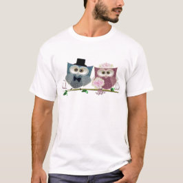 Bruid en bruidegom schattige Uilen Kunst T-shirt