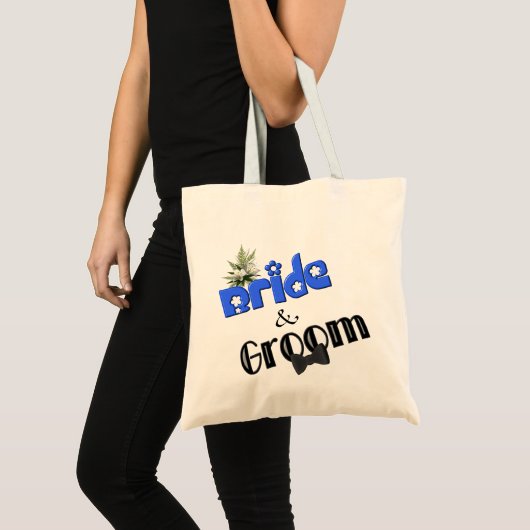 Bruid en bruidegom Schattigee bruiloft bruidsfeest Tote Bag (Voorkant (product))