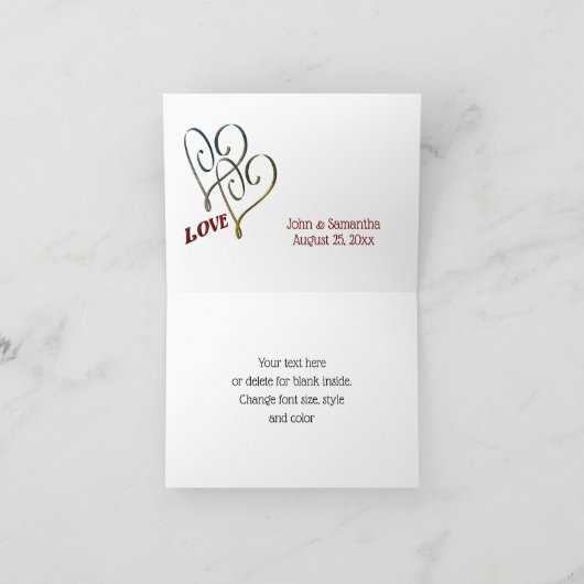 Bruid en bruidegom Schattigee gepersonaliseerde br Bedankkaart (Binnen)