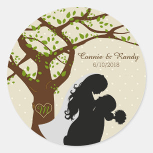 Bruid en bruidegom Silhouette Oak Tree Sticker