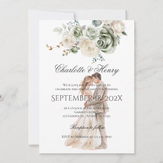 Bruid en bruidegom Silhouette Wedding Kaart (Voorkant)