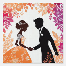 Bruid en bruidegom silhouetten