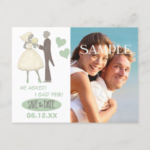 Bruid en bruidegom Sjabloon Save the Date Wedding Briefkaart