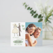 Bruid en bruidegom Sjabloon Save the Date Wedding Briefkaart (Staand voorkant)