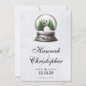 Bruid en bruidegom Snow Wereldbol Save The Date (Voorkant)