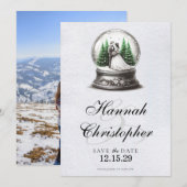 Bruid en bruidegom Snow Wereldbol Save The Date (Voorkant / Achterkant)