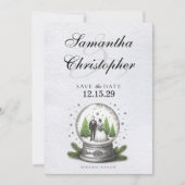 Bruid en bruidegom Snow Wereldbol Save The Date (Voorkant)