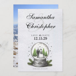 Bruid en bruidegom Snow Wereldbol Save The Date