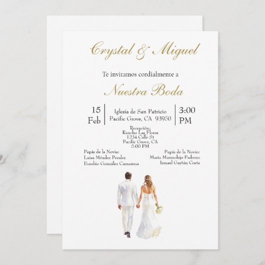 Bruid en bruidegom Spaanse bruiloft Kaart (Voorkant / Achterkant)