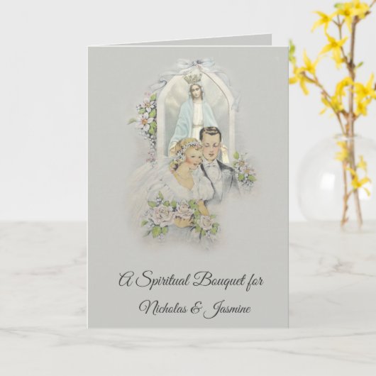 Bruid en bruidegom Spirituele boeketten Kaart (Gele Bloem)
