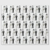 Bruid en Bruidegom Stickfiguren Cadeaupapier (Vlak)