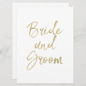 Bruid- en Bruidegom Stoel Deur Borden Stijlvol Gou Kaart (Voorkant / Achterkant)