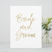 Bruid en Bruidegom Stoel Deur Borden Stijlvol Goud Kaart (Staand voorkant)