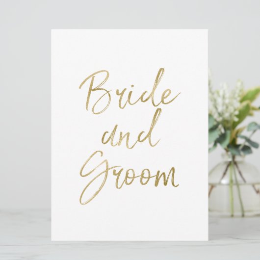 Bruid en Bruidegom Stoel Deur Borden Stijlvol Goud Kaart (Staand voorkant)