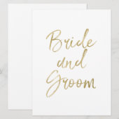 Bruid en Bruidegom Stoel Deur Borden Stijlvol Goud Kaart (Voorkant / Achterkant)