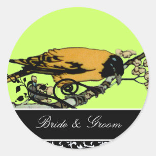 Bruid en bruidegom Swirl &  Vogels Sticker