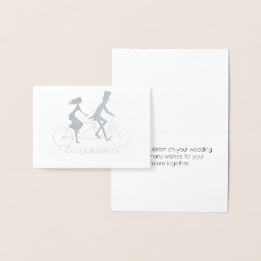 Bruid en bruidegom Tandem Riding Bike Wedding Kaar Folie Kaarten (Display)