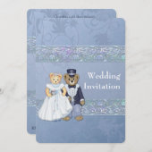 Bruid en bruidegom Teddy Bear bruiloft uitnodiging (Voorkant / Achterkant)
