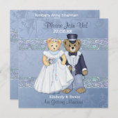 Bruid en bruidegom Teddy Bear Wedding Kaart (Voorkant / Achterkant)