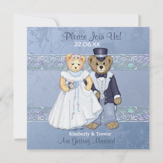 Bruid en bruidegom Teddy Bear Wedding Kaart (Voorkant)