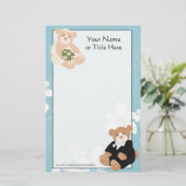 Bruid en bruidegom Teddy Bears Stationery Briefpapier (Staand voorkant)
