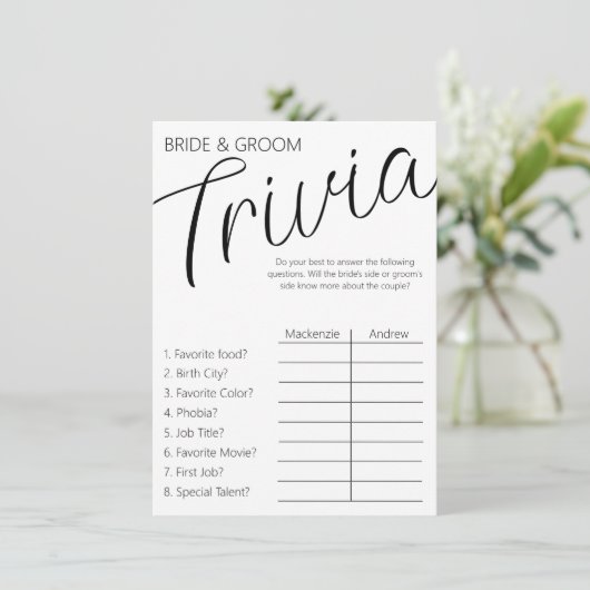 Bruid en bruidegom Trivia Informatiekaartje (Staand voorkant)