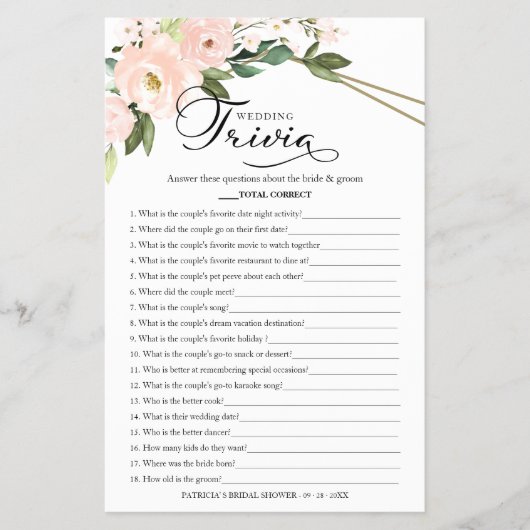 bruid en bruidegom trivia Vrijgezellenfeest spel Flyer (Voorkant)