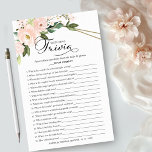 bruid en bruidegom trivia Vrijgezellenfeest spel Flyer<br><div class="desc">Transformeer je vrijgezellenfeest in een prachtig feest met onze prachtige blozen bloemensuite. Dit collectie biedt alles wat u nodig heeft voor een samenhangende en elegante sfeer, inclusief bijpassende recepten- en advieskaarten, gepersonaliseerde servetten, prachtige borden en leuke spellen. Aarzel niet om contact op te nemen via de chat als u hulp...</div>