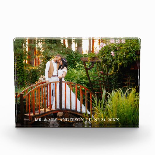 Bruid en bruidegom Trouwnamen Datum Fotoblok (Voorkant)