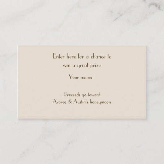 Bruid en Bruidegom Uil Koppel Tombola Tickets Informatiekaartje (Achterkant)