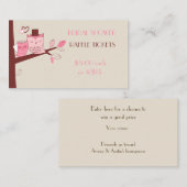 Bruid en Bruidegom Uil Koppel Tombola Tickets Informatiekaartje (Voorkant / Achterkant)